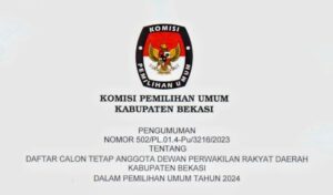 Ini Daftar Calon Tetap DPRD Kabupaten Bekasi di Pemilu 2024